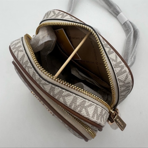 Michael Kors Medium NS Chain Xbody Bag Vanilla/Brown - Picture 6 of 13